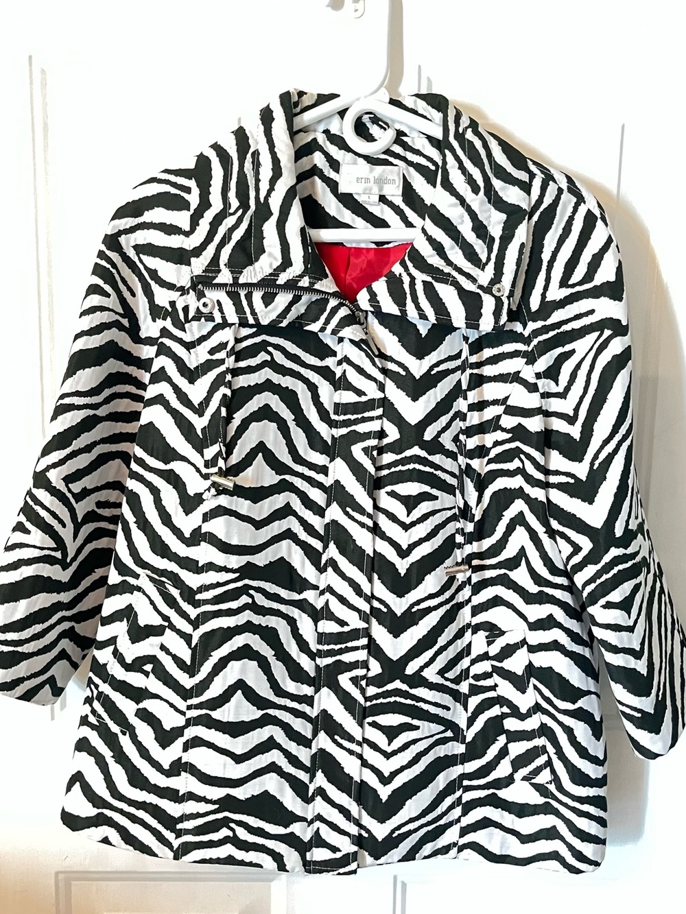 erin london Black & White Zebra Print Trench Coat